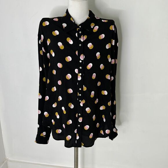 Markus Lupfer Black And Multi Color Polka Dot Blouse - Picture 1 of 5
